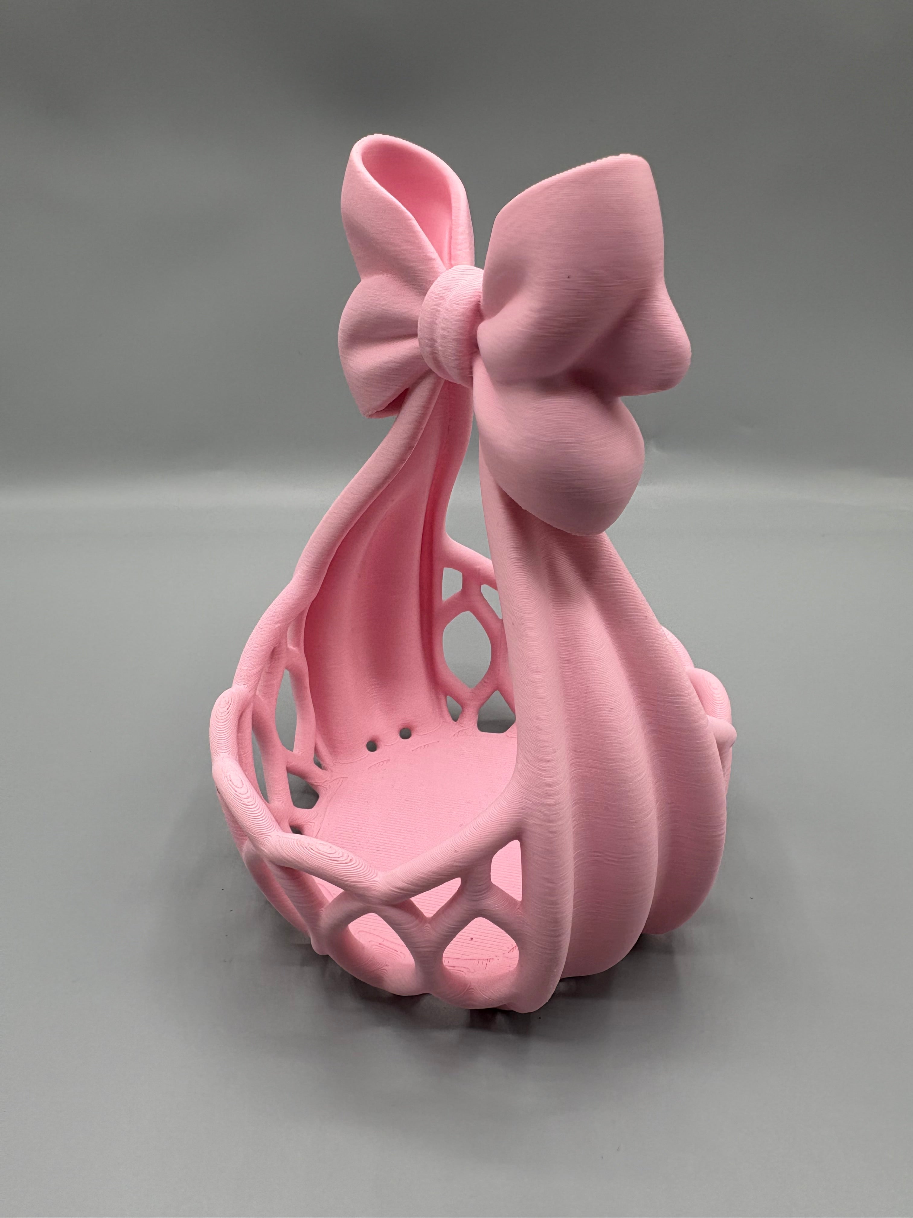 Coquette Bow Vanity Basket – Perfume & Makeup Holder